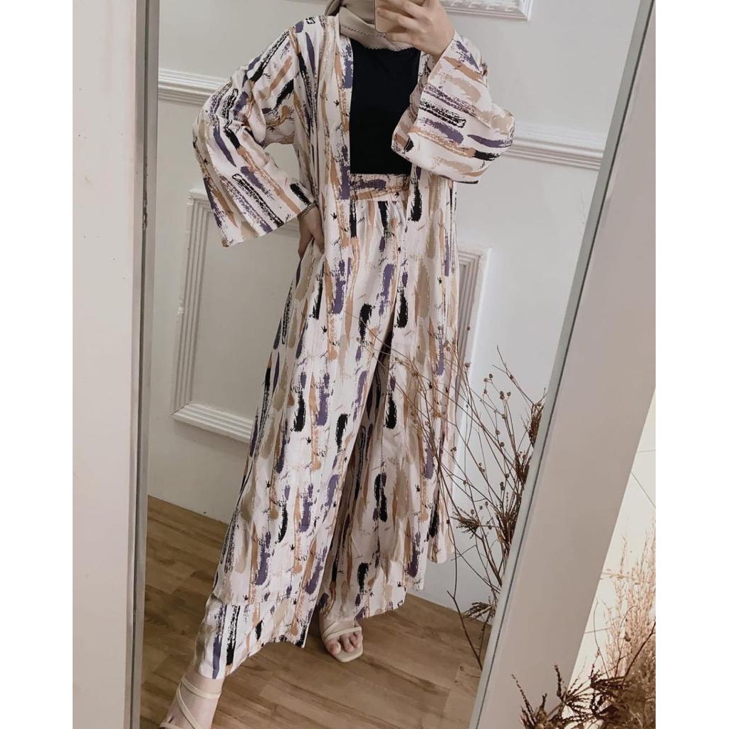 FELLO ONE SET / ONE SET RAYON / ONE SET PAJAMAS / STELAN WANITA-LULLA WHITE