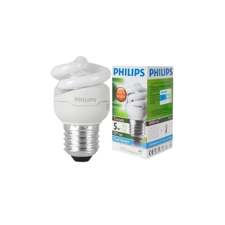 LAMPU PHILIPS TORNADO 5 WATT PUTIH LAMPU PHILIPS 5 WATT LAMPU SPIRAL