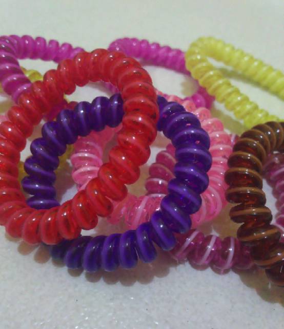 Ikat Rambut Spiral Kuncir Rambut Kabel Ukuran Kecil  Dan Besar-3