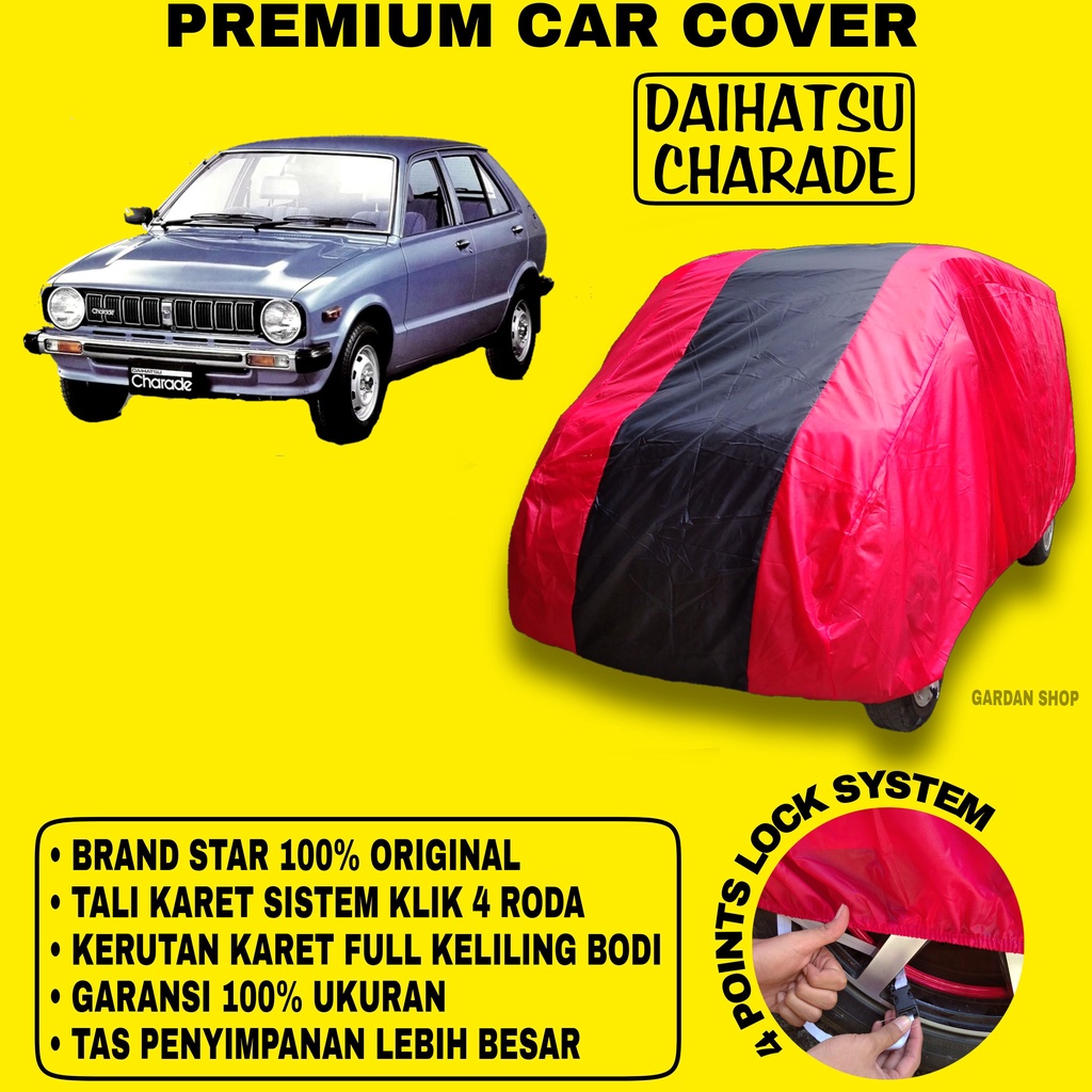 Body Cover DAIHATSU CHARADE MERAH HITAM Penutup Bodi Mobil Daihatsu Charade Waterproof PREMIUM