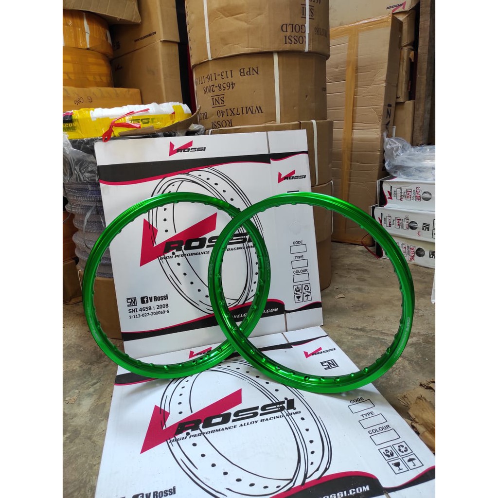 Velg Rossi Ring 17 Rossi Compe Warna Hijau Ukuran 140/140 Sepasang 2pcs