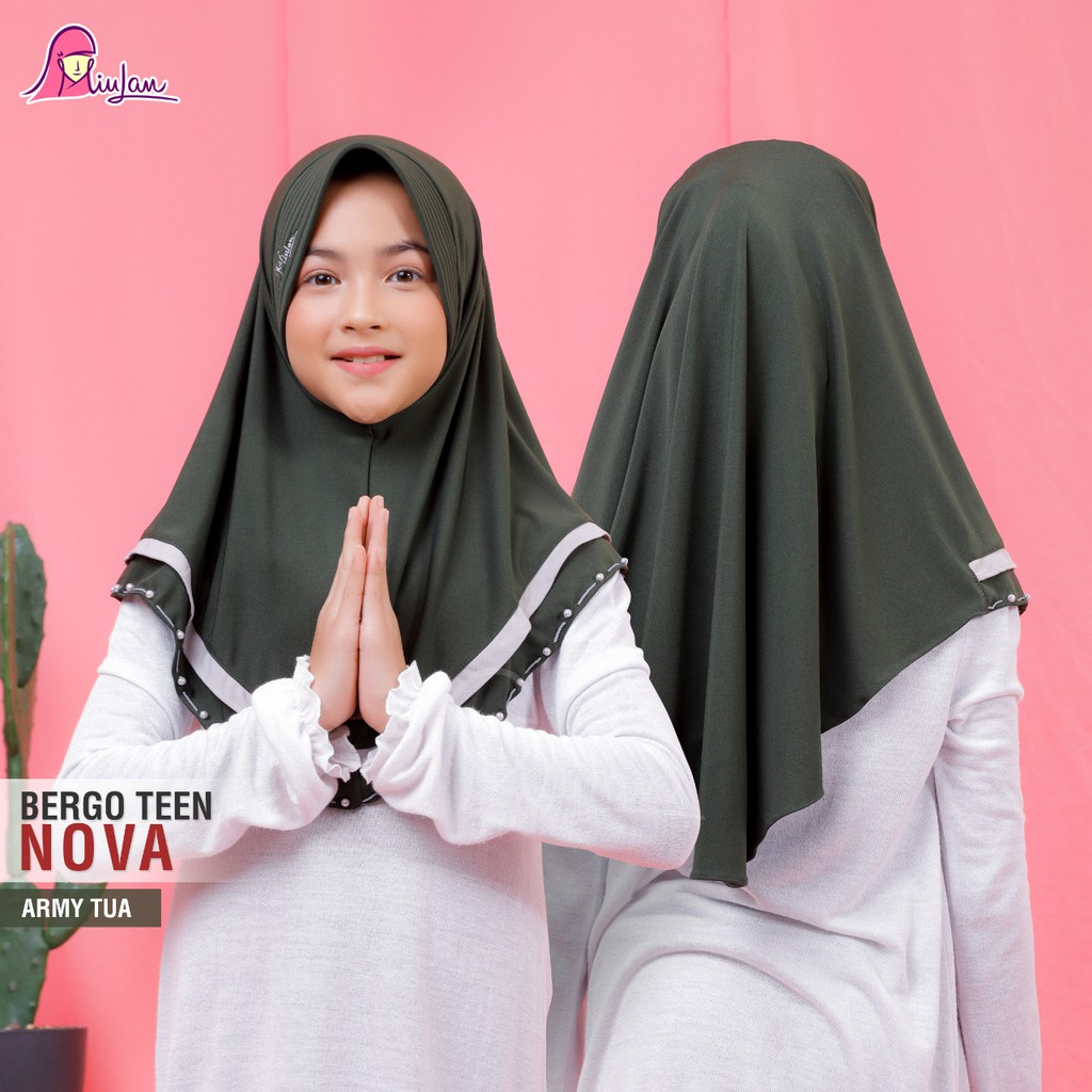 Nova Teen Bergo Anak Miulan  Pusat Jilbab Instan Sekolah Kerudung Anak Instan Hijab Remaja Kekinian
