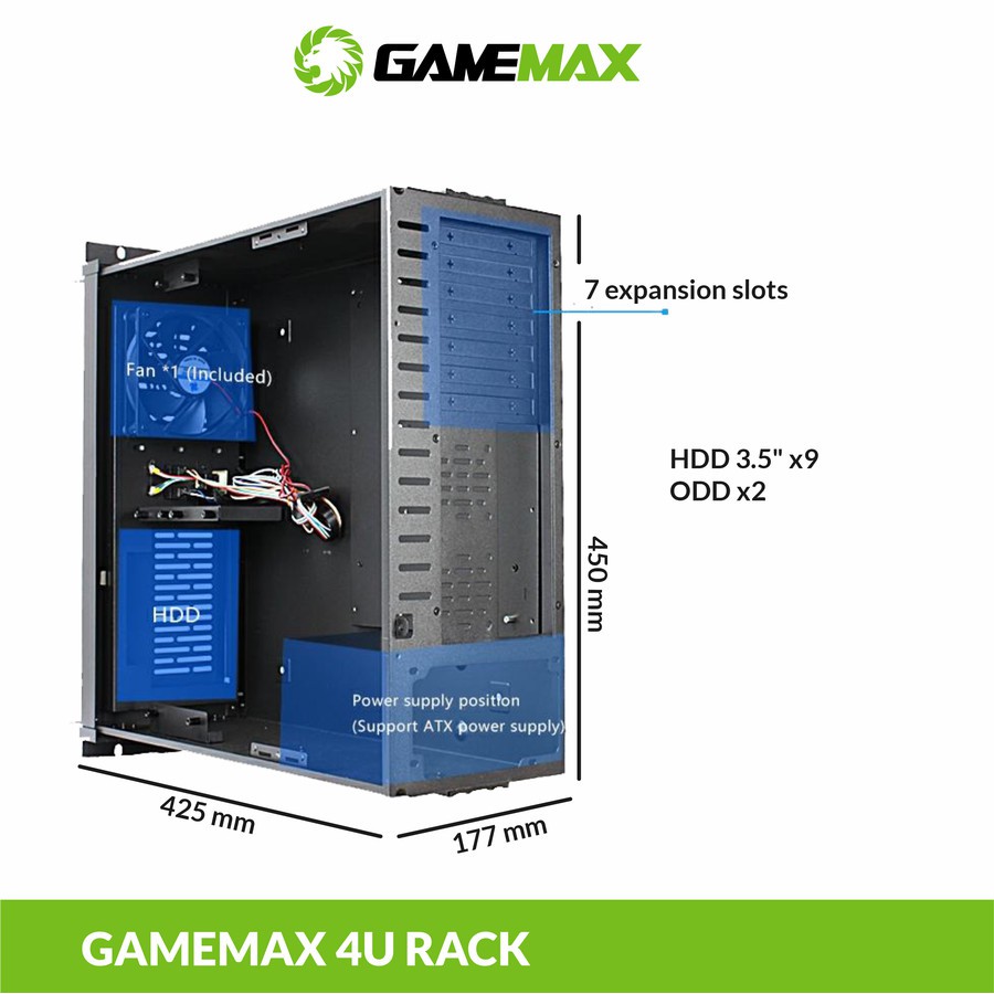 Casing Komputer GAMEMAX 4U Rackmount Server 4U Industrial