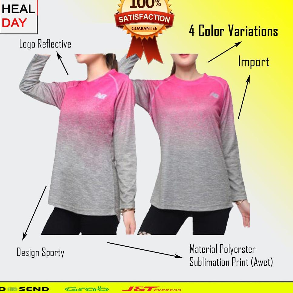 ☄ Baju Senam Wanita NB01 Fitness - Kaos Wanita XXL Lengan Panjang ◄