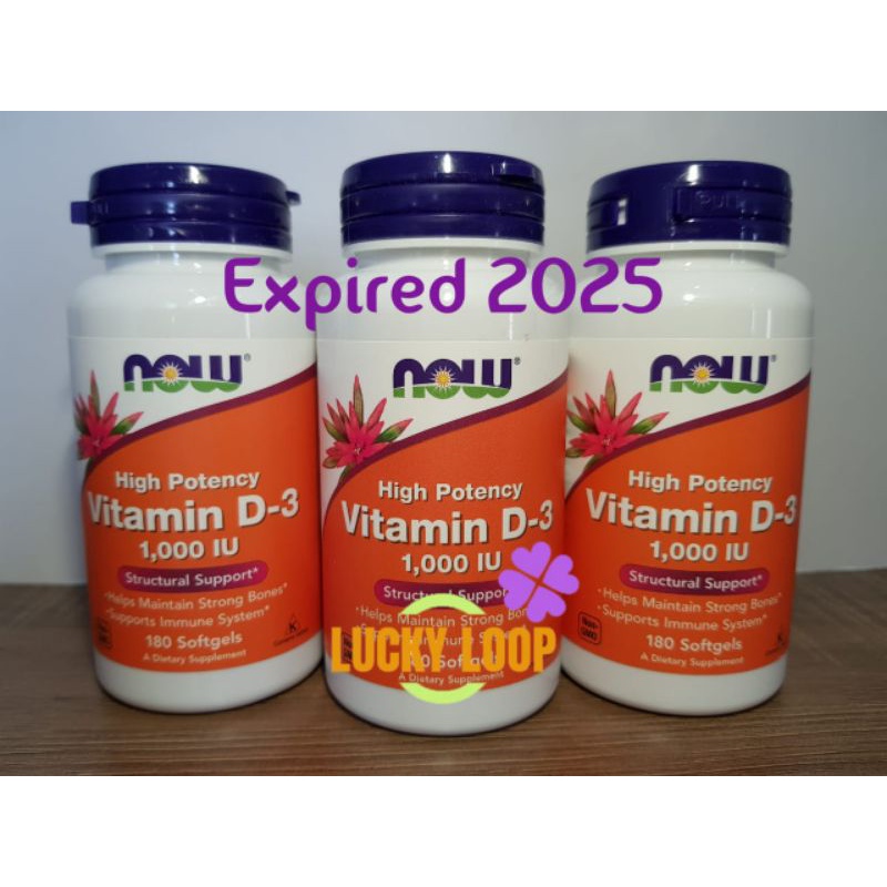 Now Foods Vitamin D3 1000 IU 180 Softgels Vit D3 1000IU Now D3 1000
