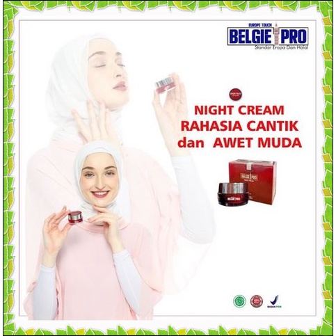 BELGIE PRO NIGHT CREAM 100% ORIGINAL CREAM ANTI AGING ANTI JERAWAT PENGHILANG FLEK HITAM KULIT KUSAM