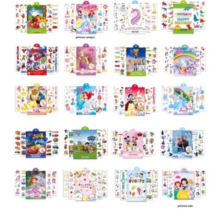 Tattoo kids waterproof mainan tato anak premium kualitas kartun karakter Disney temporer stiker tatoo