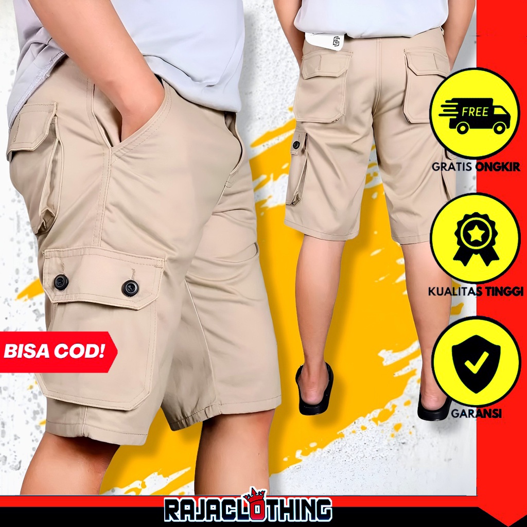 RCL - CELANA CARGO PENDEK TWILL STRECH / SHORT CARGO PANTS WARNA MOCCA S M L XL