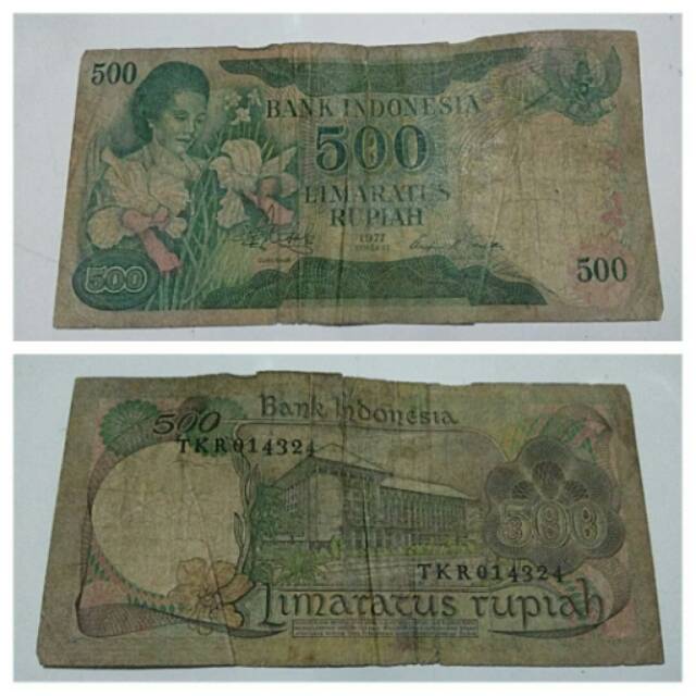 Uang kertas 500 rupiah thn 1977 ibu konde