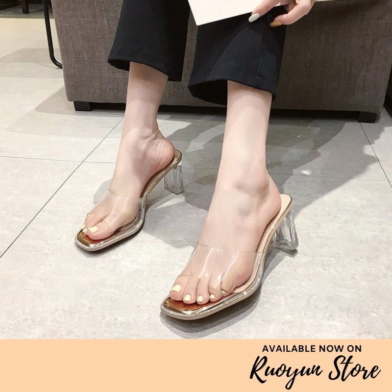 RYS - Versatile Heeled Sepatu Hak Casual/Pesta Model Transparan - Ori Import