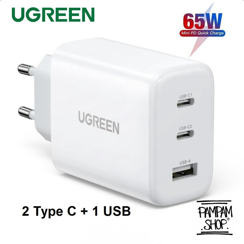 UGREEN Charger Adaptor USB Type C 65W 3 Port PD Super Fast Charging QC