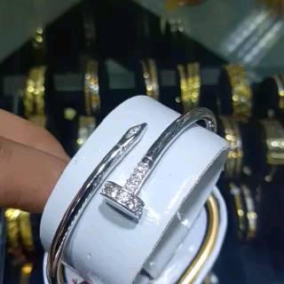  Gelang  emas  putih  asli kadar 750 23k model  paku  Shopee 