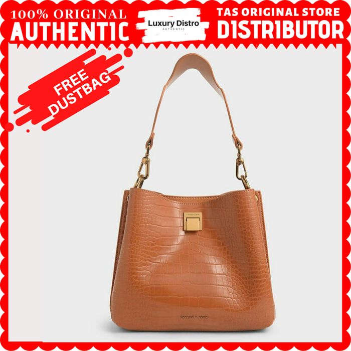 TAS WANITA CROCO CHARLES AND KEITH ORIGINAL BRANDED 249 - Brown