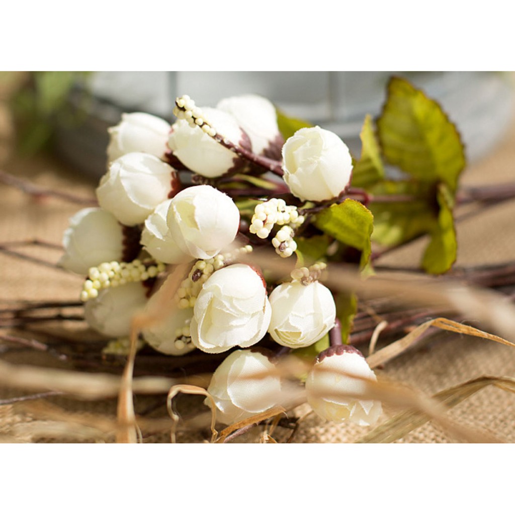 MYSTYLE BUNGA PLASTIK ROSE C15 1 TANGKAI = 13 PCS BUNGA MAWAR HIAS ARTIFICIAL BUNGA ARTIFISIAL MURAH-7