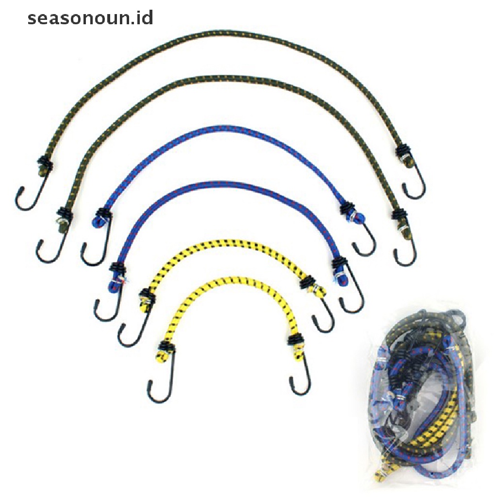 (seasonoun) 6pcs Tali Bungee Elastis 30 / 40 / 60cm Dengan Kait Untuk Outdoor