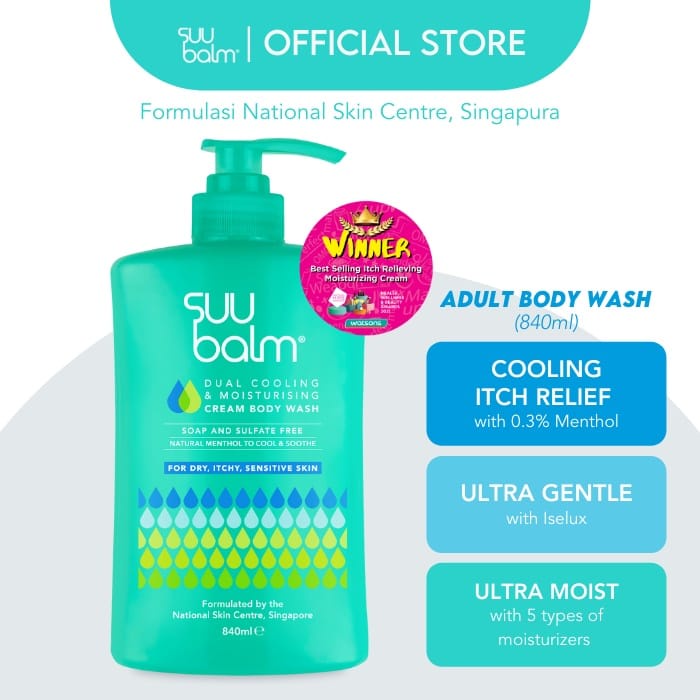 Suu Balm Dual Cooling &amp; Moisturising Cream Body Wash for Dry Itchy Sensitive Problem Skin (840ml) 0232