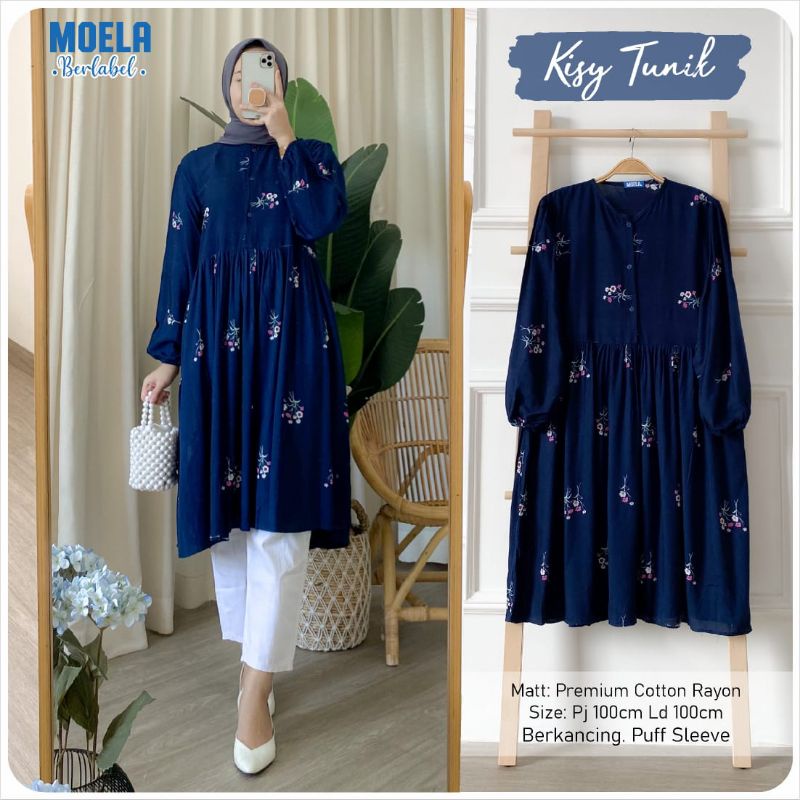 tunik cantik bahan rayon original berlabel Moela