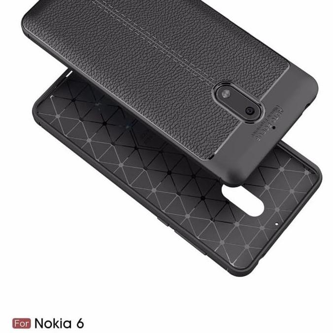 Super Sale Case Autofocus Leather For Nokia 6 Carbon Case - Hitam Ready Stock