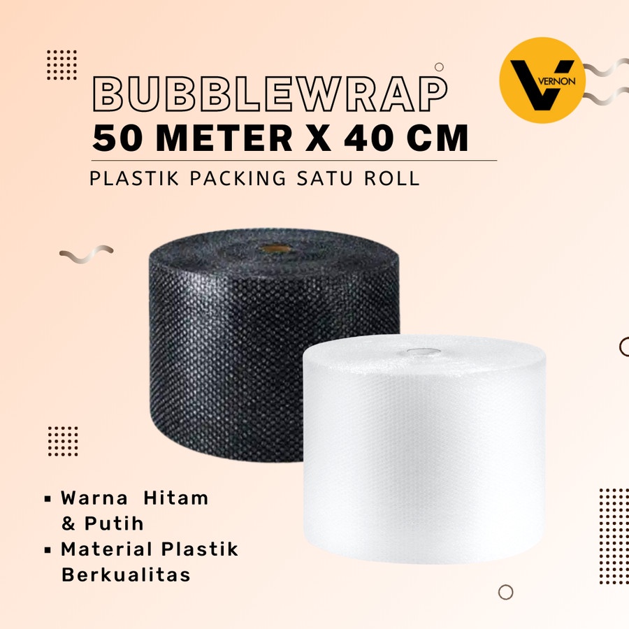 

Bubble Wrap 1 Roll Hitam Putih Plastik 50 Meterx40 CM Tebal Bubblewrap