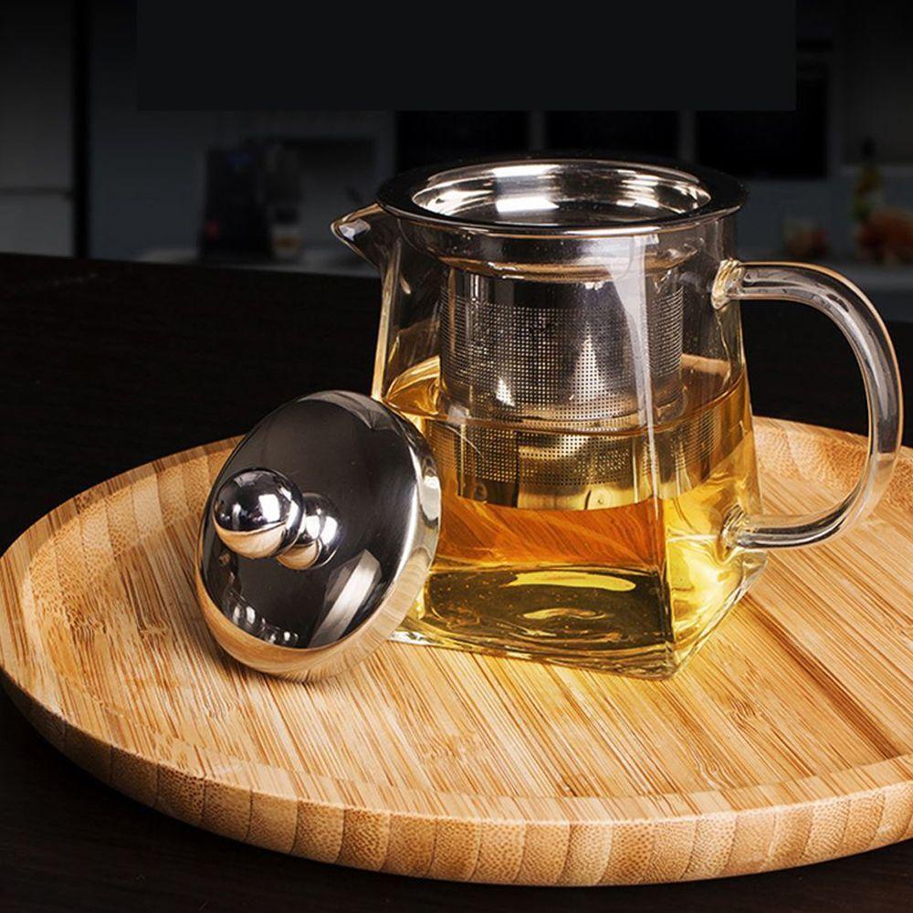 [Elegan] Teko Teh Transparan Tahan Panas Daun Kopi Stainless Steel Tea Strainers Kettle