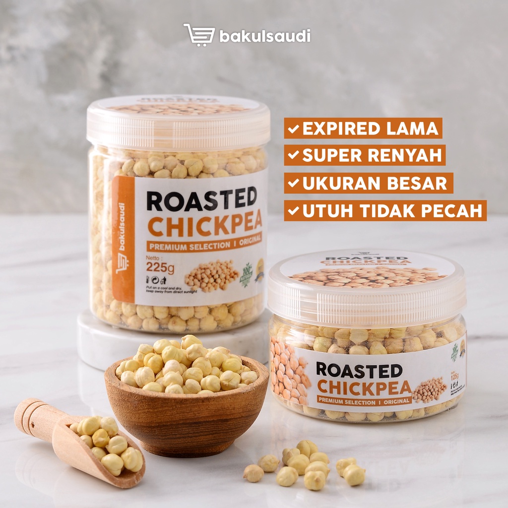 Kacang Arab Premium Panggang Renyah &amp; Gurih Original 100% Roasted Chickpeas Chickpea Garbanzo Asli