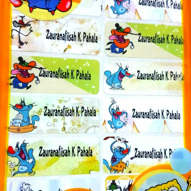 

Label nama anti air stiker waterproof Oggy and the Cockroaches