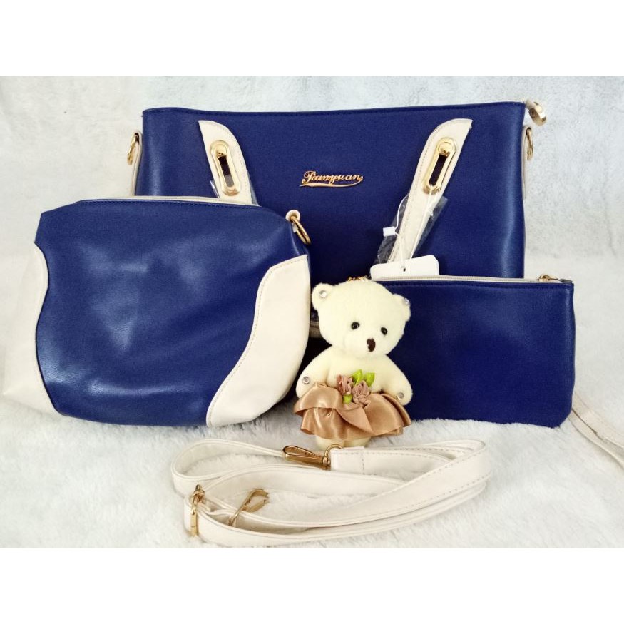 Tas Wanita Kulit 3 in 1 Hand Bag Tote Bag Shoulder Bag