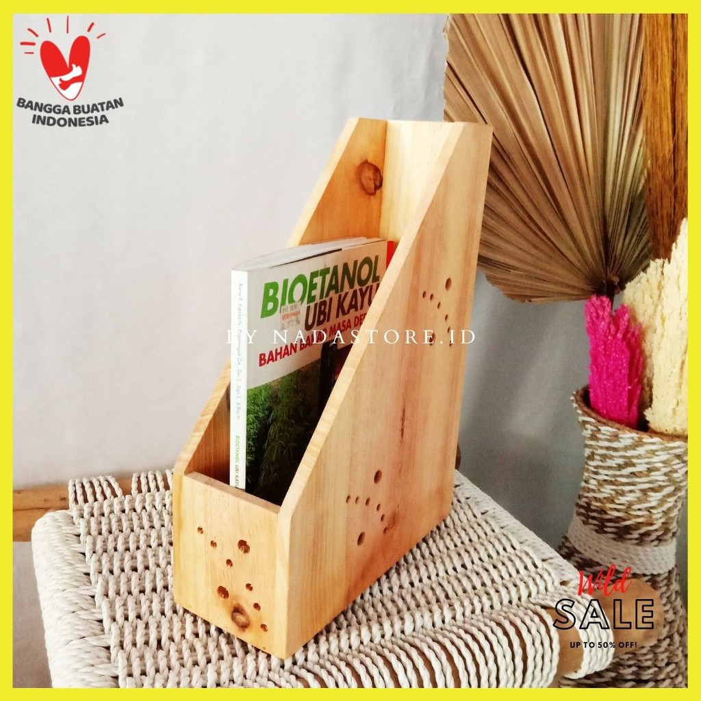 Bamboo Magazine Box in Natural Handmade by Nadastore Code W-013