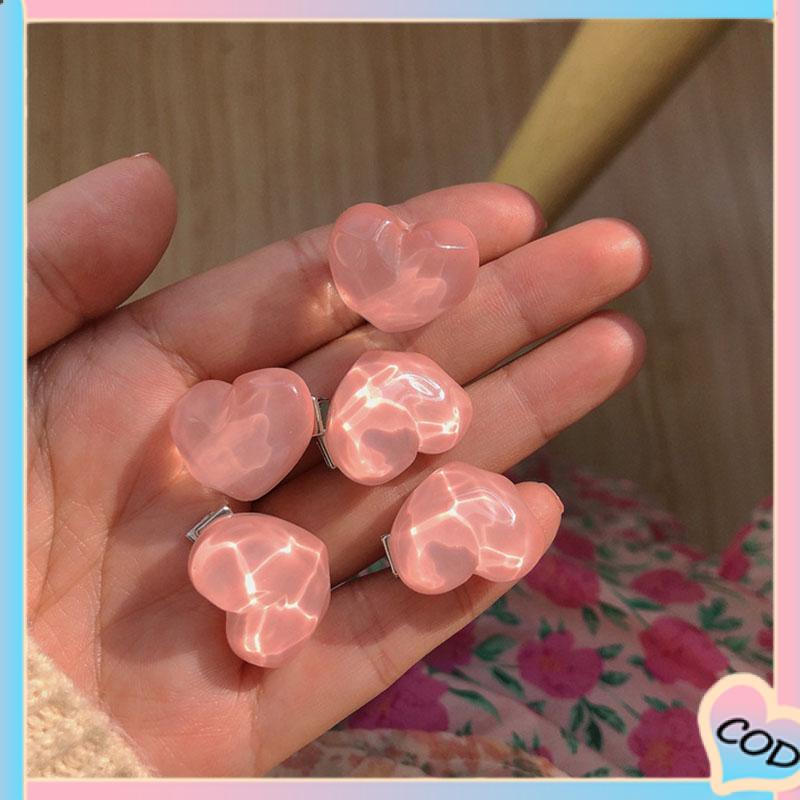 COD❤️ 5 PCS Manis Pink Jepit Rambut Gadis Busur Peach Camellia Sisi Klip Aksesoris Rambut-A.one