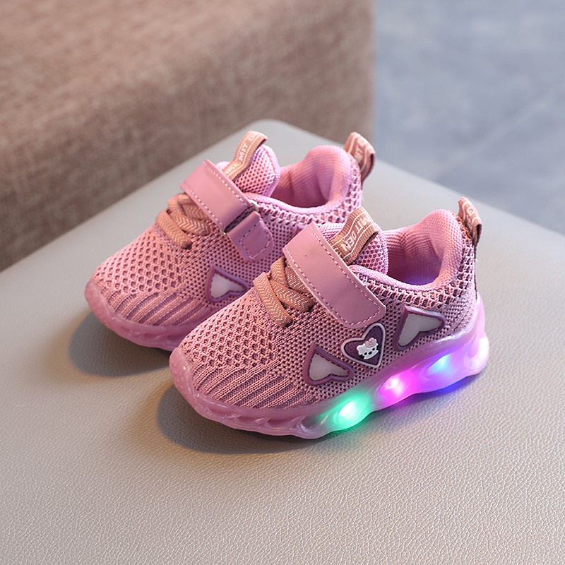 Sepatu Sneaker Anak Perempuan - Sepatu Anak Laki Laki Ultra Light Super LED Sport Import LITLE KITTY 030 Running Shoes