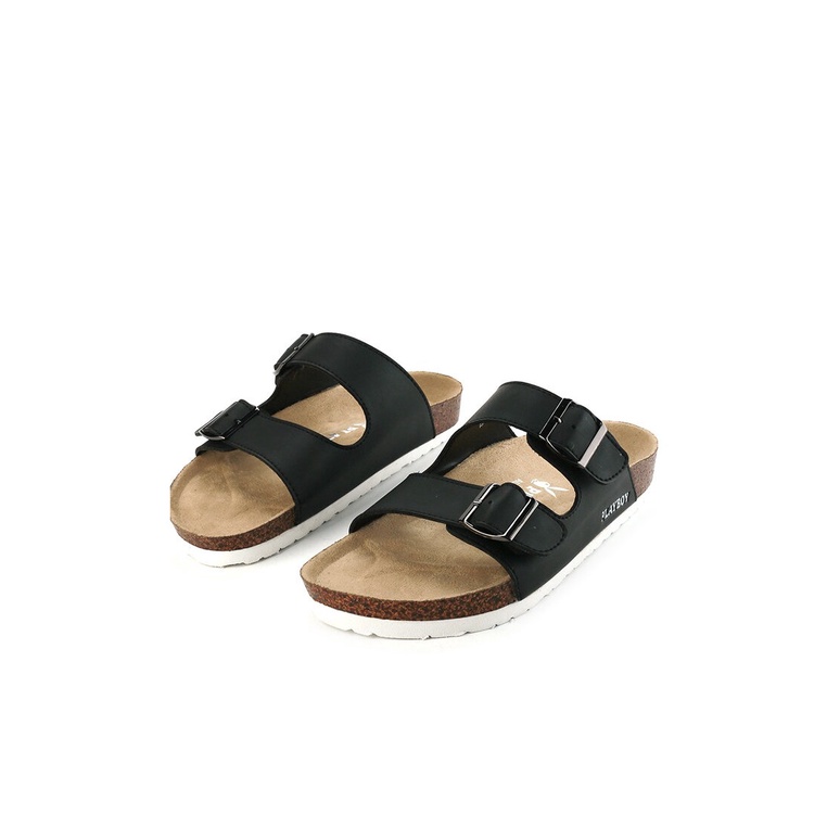 SANDAL SLIDE PLAYBOY WANITA ORIGINAL CASUAL BRANDED ASLI HITAM PLW04