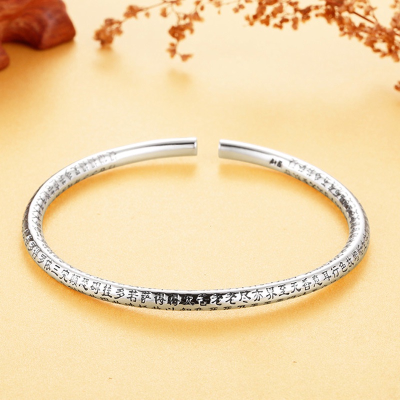 925 murni Perak gelang untuk pria Vintage Sutra Hati Tabung Bulat Gelang Mode perhiasan