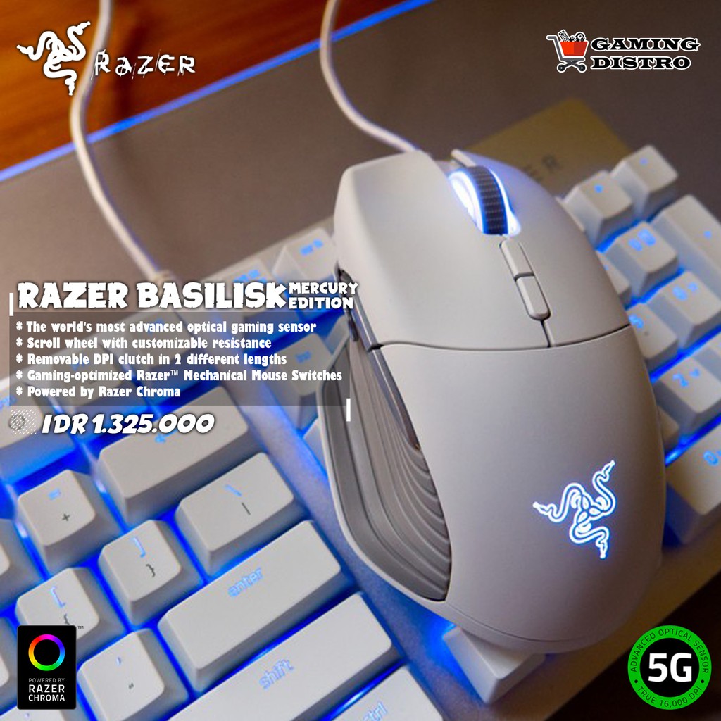 Mouse Gaming Razer Basilisk Chroma Mercury Edition - Razer Basilisk