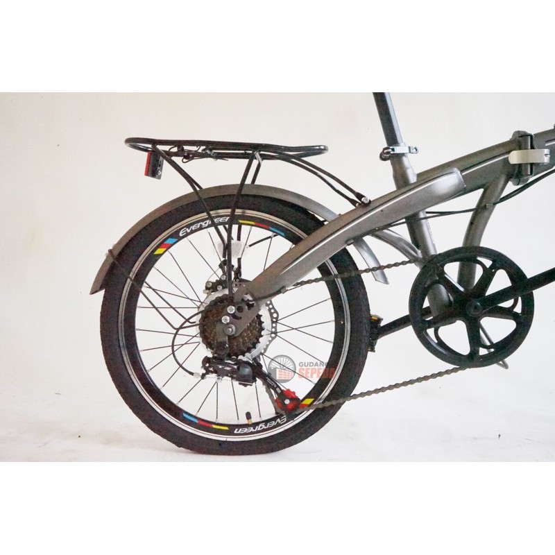 Khusus Gojek/Grab Instant Sepeda Lipat Evergreen 20 Double Discbrake Cakram Import Taiwan bisa COD gudang foldingbike-8