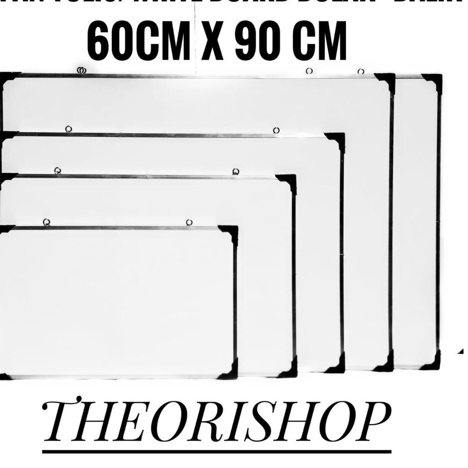 

New - White board/Papan Tulis 60x90 2 sisi Spidol dan kapur Whiteboard ,.