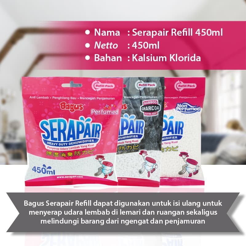 Refill Bagus Serap Air 450 Serapair 450ml Perfumed / non perfumed / bamboo / charcoal