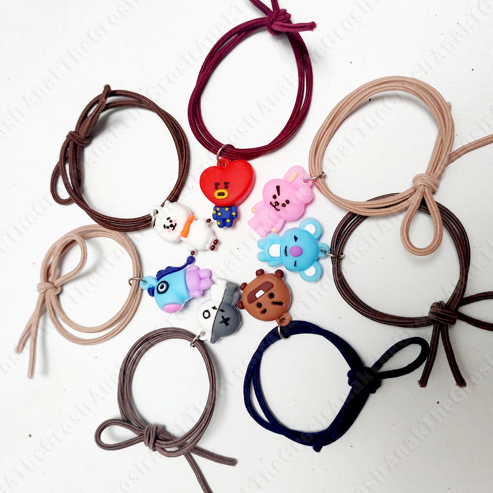 MURAH!!! GELANG KARET BT21 IKAT RAMBUT BTS TATA CHIMMY RJ KOYA COOKY MANG SHOOKY VAN