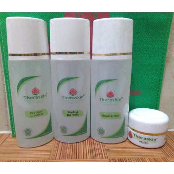 PAKET ISI 4 THERASKIN PEELING GA30%( pre peel cleanser - PEELING GA30% - neutraliser - nutri cream)