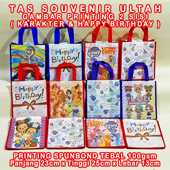 Tas Souvenir Ultah / Tas Ultah Karakter / Goodie Bag / Totebag-3