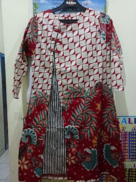 Baju Batik Wanita - Dress Batik Wanita 636 - 493 Red