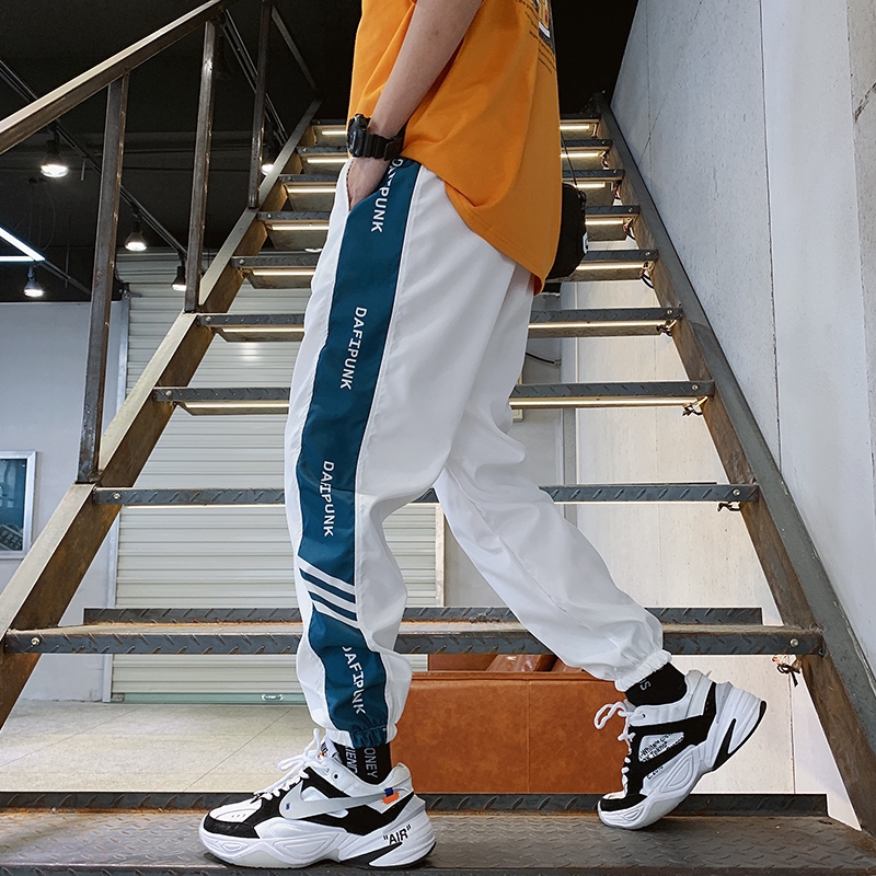  Celana  Panjang  Jogger Harem Casual Gaya Korea Motif Garis  