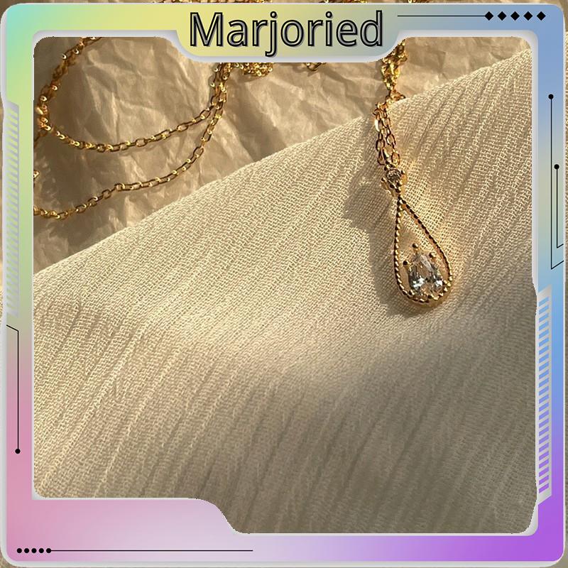 Fashion Indah Water Drop Zircon Kalung Wanita Sederhana Temperamen Rantai Klavikula-MJD