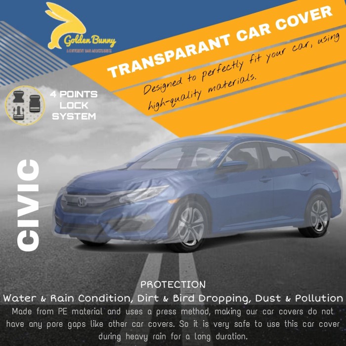 Sarung Mobil Plastik Tebal - Body Cover Transparan Civic BIG SALE
