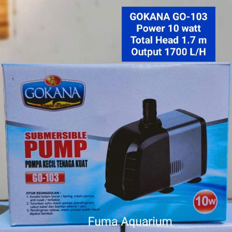 GOKANA GO-103 Pompa Aquarium Kolam Hidroponik 10watt Naik 1,7m Water Pump Power Head Submersible