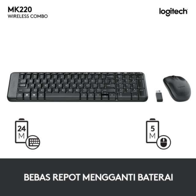 KEYBOARD MOUSE WIRELESS LOGITECH MK220 MK 220 ORIGINAL GARANSI RESMI