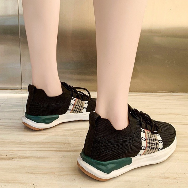 RYX - Plaid Ribbon Sepatu Sneakers Tali Wanita Fashion Casual - Ori Import