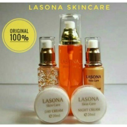 COD PAKET LASONA SKIN CARE SERUM CREAM SET BESAR 5IN1 GARANSI ORIGINAL BARCODE TERBARU