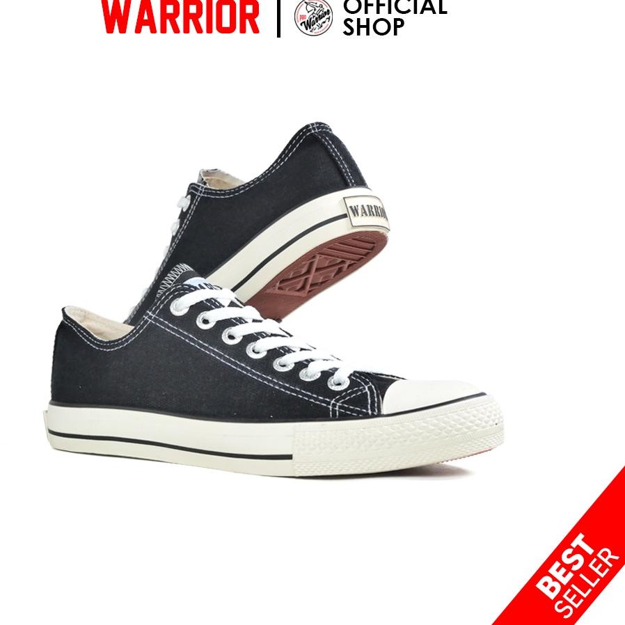 ↠ Warrior Sparta Hitam Putih LC - Sepatu Sekolah Warrior Pendek ₫