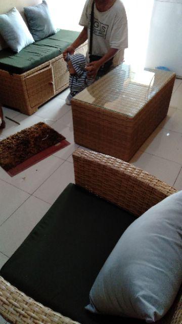 Set Sofa Tamu Peti Set Tamu Rotan Sintetis