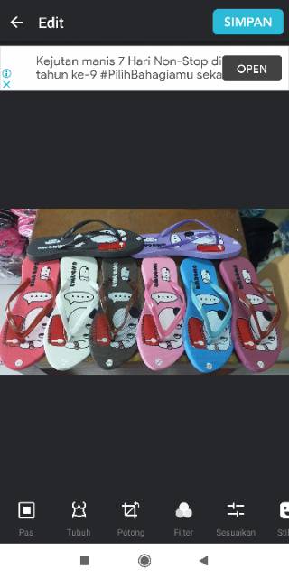 Sandal Jepit Wanita Karakter Snopy